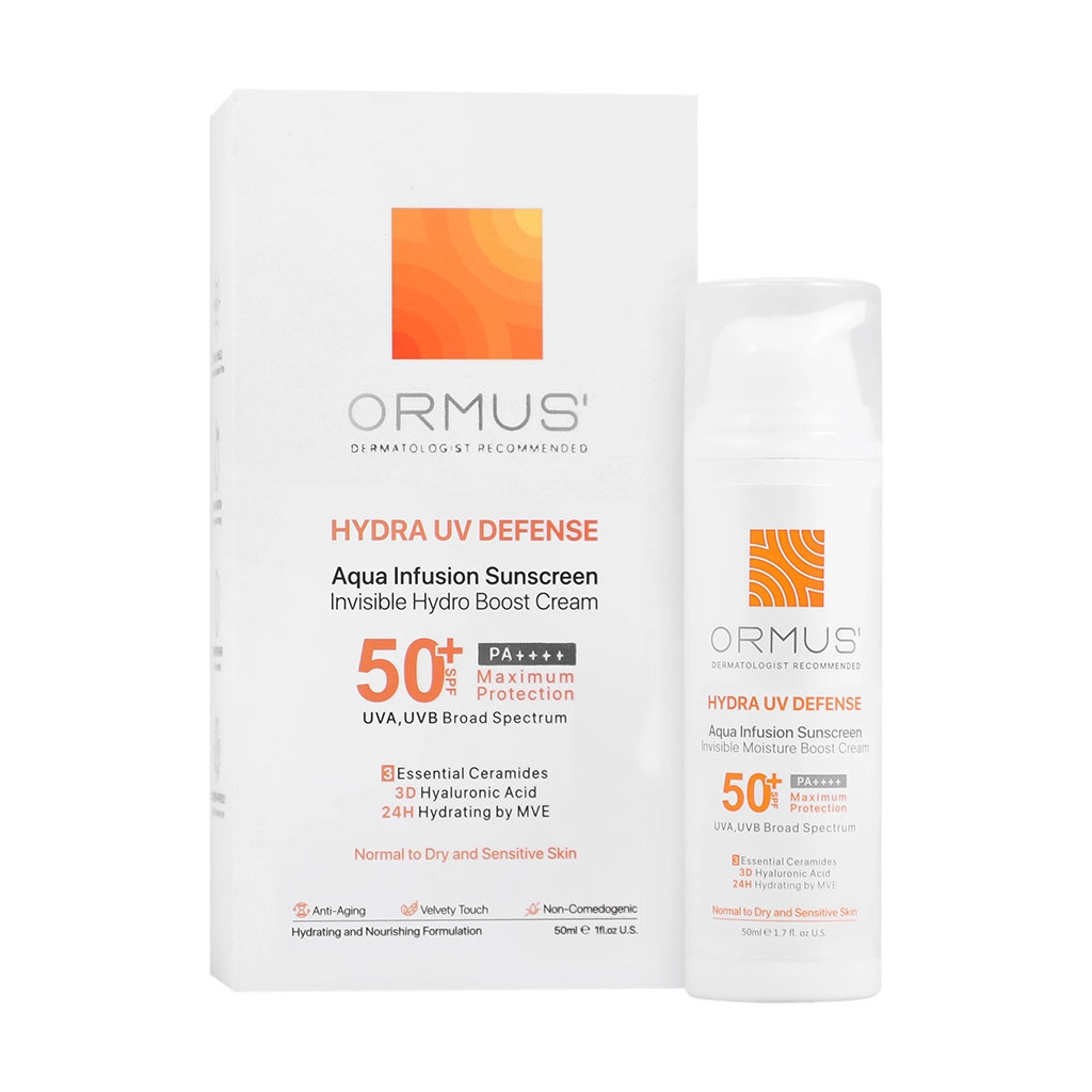 کرم ضدآفتاب آبرسان اورموس SPf50 مناسب پوست خشک و حساس